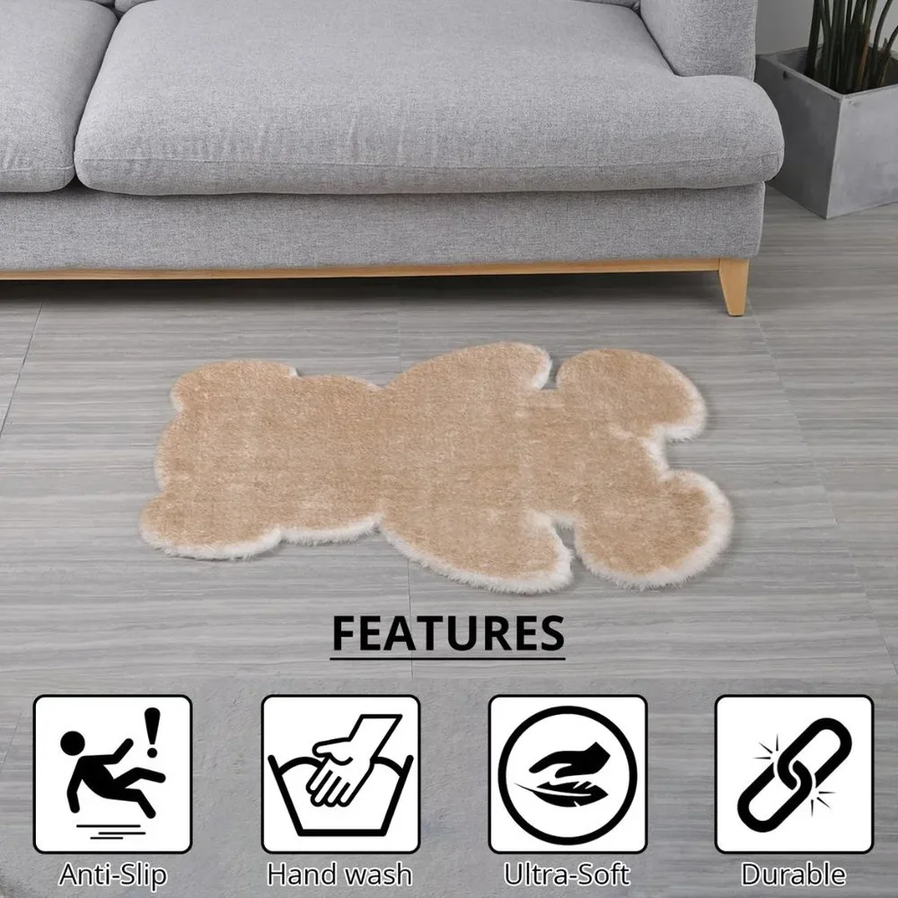 New HOMESMART White/Brown Bear Shape Rug for Babies Room or Any Room!